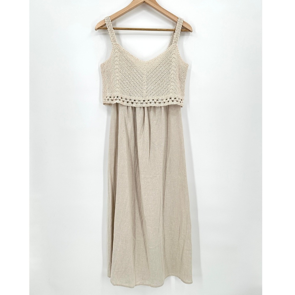 Seraphine Woven Dress with Crochet Ecru Beige US 2 Maternity Nursing NWT - Picture 4 of 10